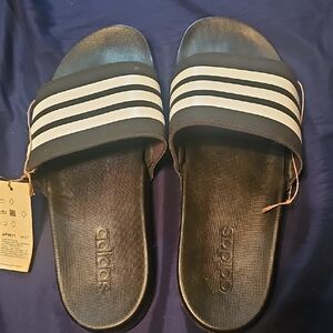 Adidas Striped Black and White Slides